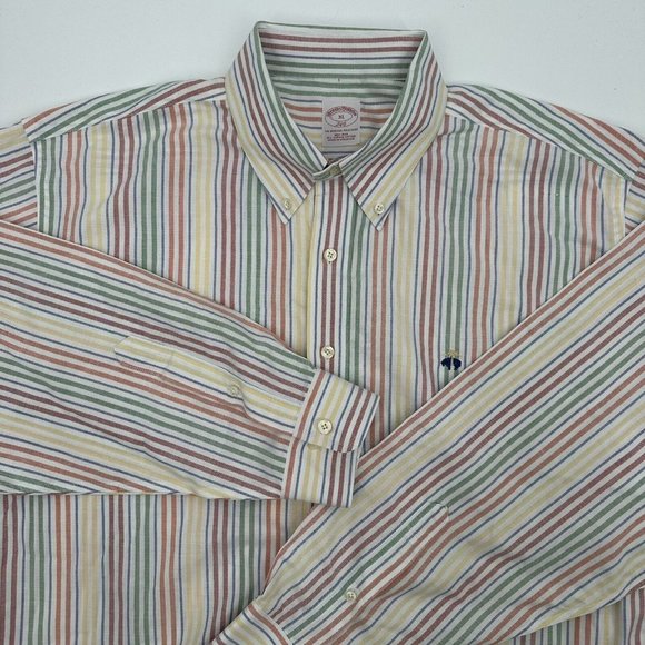 Brooks Brothers Rainbow Striped Long Sleeve Button Down Original‎ Polo Shirt XL - Picture 1 of 10